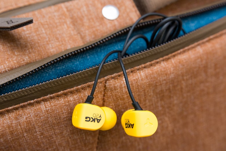 AKG Y20U headphones in a bag